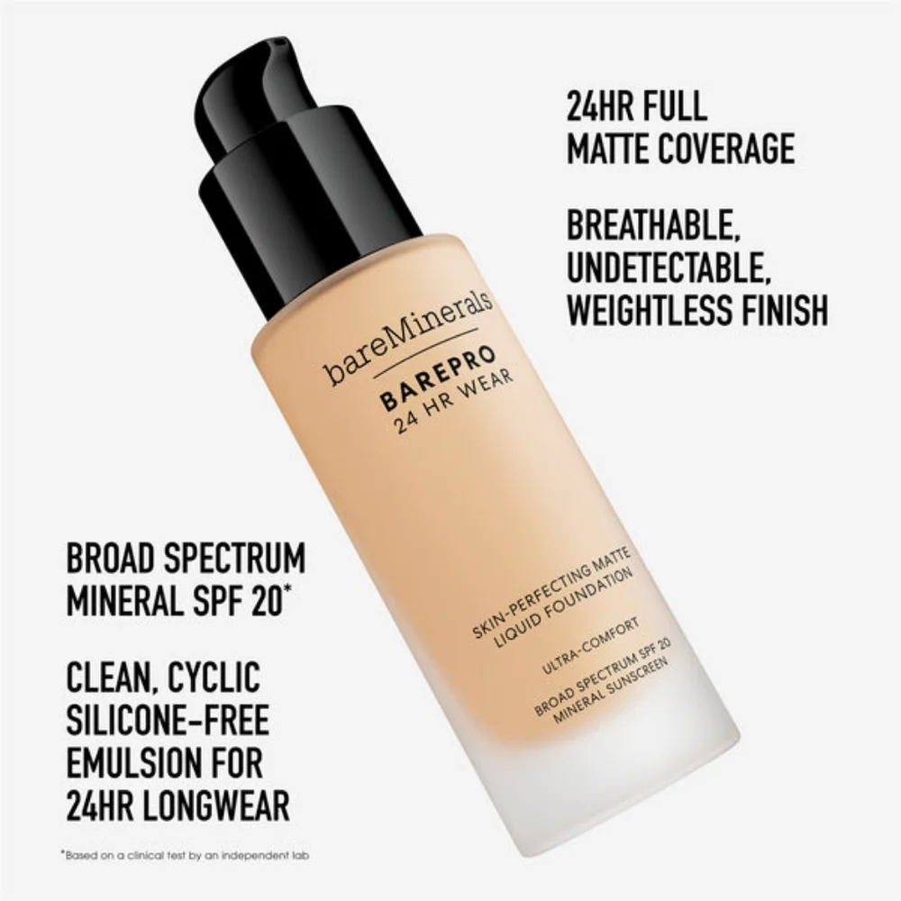 BareMinerals 24HR Wear Matte Liquid Foundation Mineral SPF 20 (Medium 37 Warm)